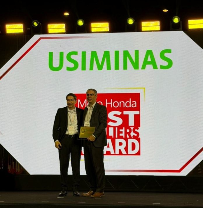 Usiminas recebe prêmio da Honda Motos e é eleita melhor fornecedora de aço e matéria-prima pelo quarto ano consecutivo